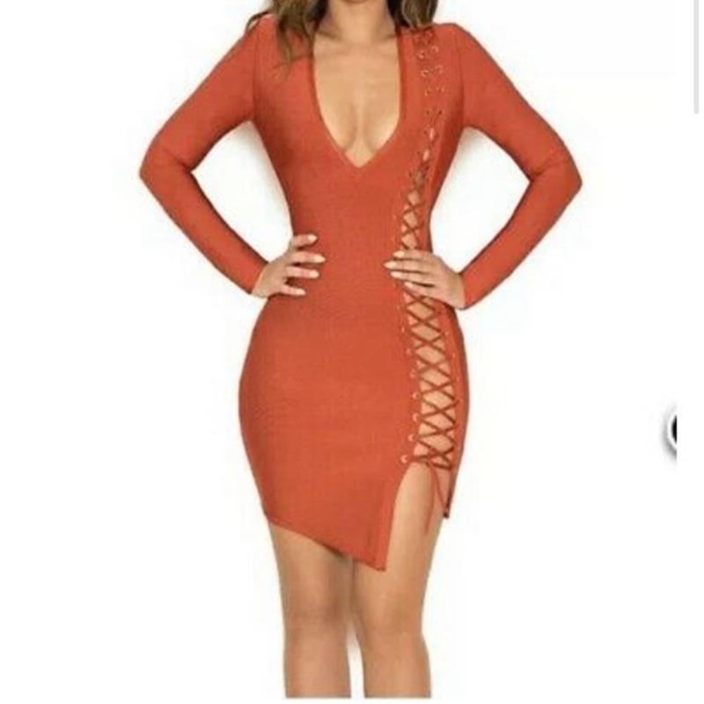 House of CB Orange Bandage Dress
